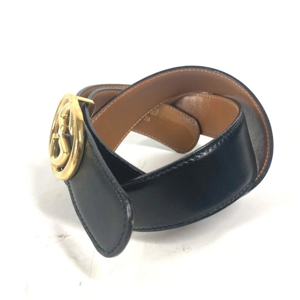 GUCCI 036・519・2964 vintage GG logo buckle Accessories belt Black/GoldHar... - Picture 5 of 16